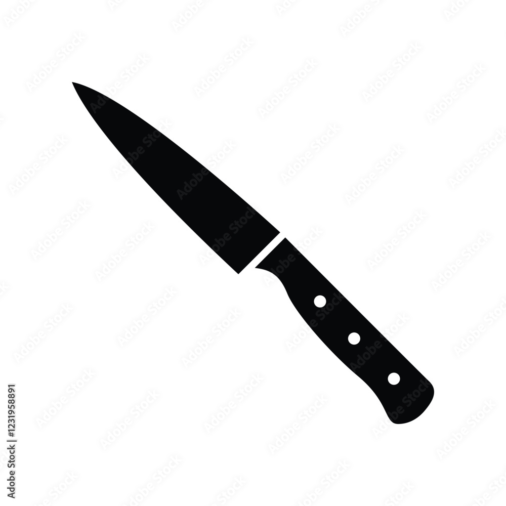 Knife black and white flat vector icon design. Kitchen knife symbol and glyph design Knife black and white flat vector icon design. Kitchen knife symbol and glyph design