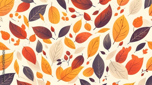 Seamless pattern of colorful autumn leaves, ideal for seasonal projects and decor