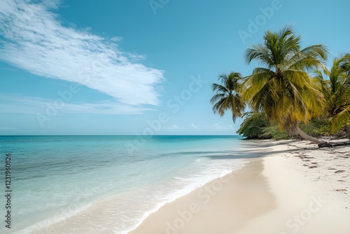 Wallpaper Mural beach with palm trees , Generative AI	 Torontodigital.ca