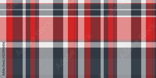 King vector check tartan, gentleman seamless textile texture. Crossed plaid fabric pattern background in dark and red colors.