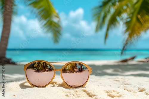 sunglasses on the beach , Generative AI	