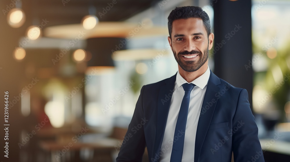 Confident Businessman in a Modern Office Setting - A Professional Portrait Confident Businessman in a Modern Office Setting - A Professional Portrait