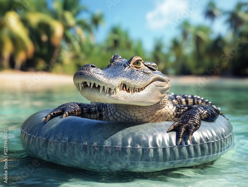 Wallpaper Mural Alligator on Inflatable Raft Torontodigital.ca