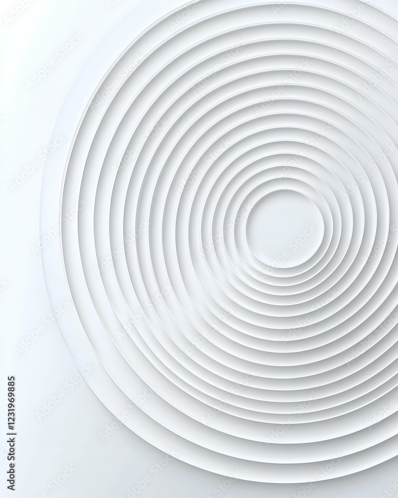 Fototapeta premium Abstract concentric circles, white background, ripple effect, design element, website banner