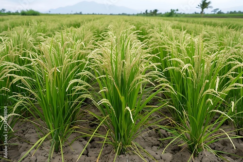 Rice plant are grown in rice field photo