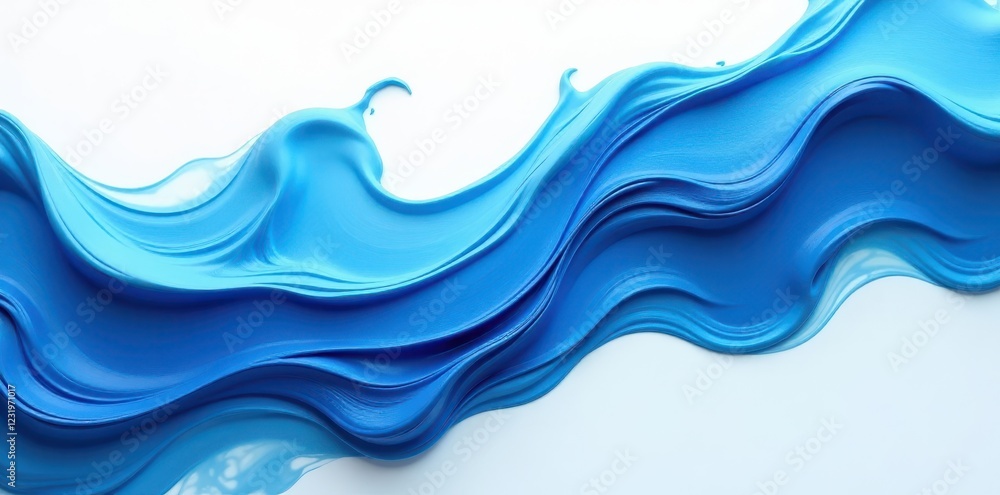 Fototapeta premium Fluid blue and white interplay, thick paint application , creation, blue texture