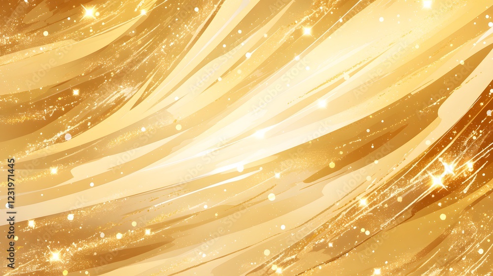 Shiny gold background with brushstrokes and glitter, giving an elegant look.