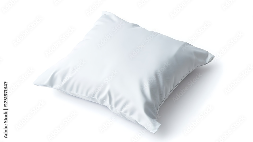 A single, pristine white pillow isolated on a white background. A single, pristine white pillow isolated on a white background.