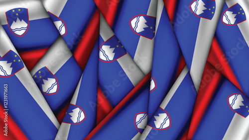 Set of SLOVENIA Flags Stacked on Top of Each Other