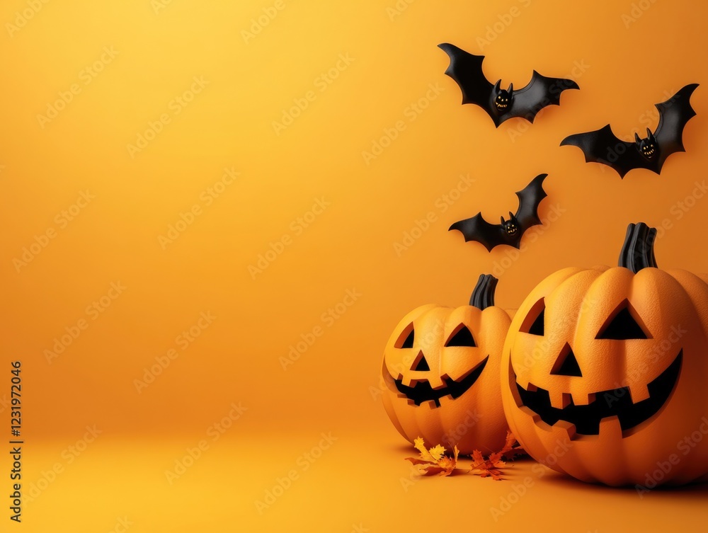 Halloween pumpkins with bats Halloween pumpkins with bats
