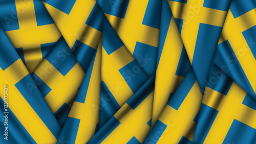 Set of SWEDEN Flags Stacked on Top of Each Other