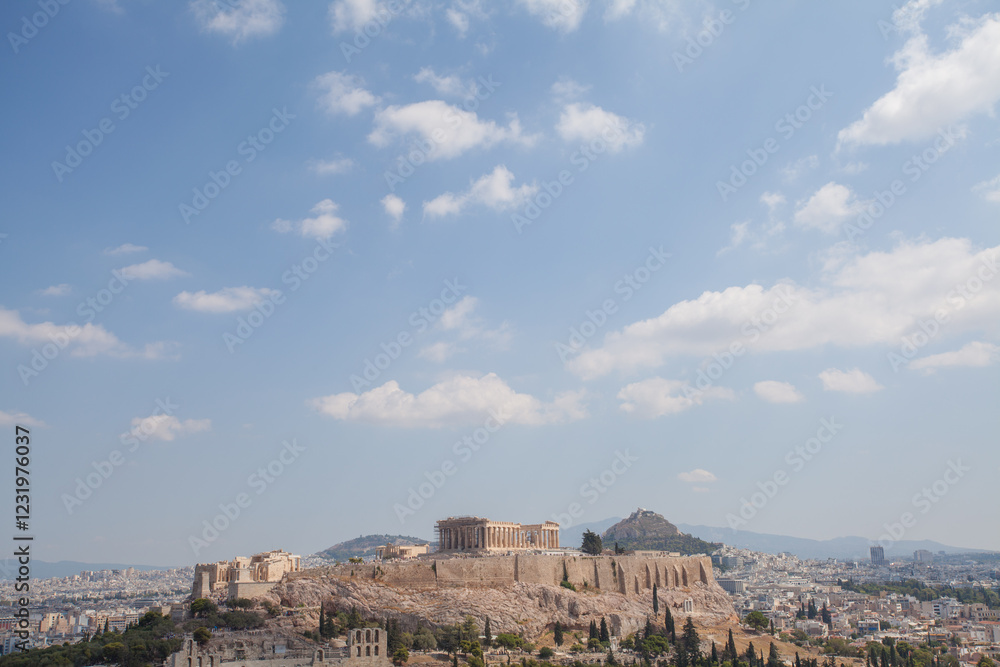 Fototapeta premium Panoramic view of Athens and Acropolis hill, Greece
