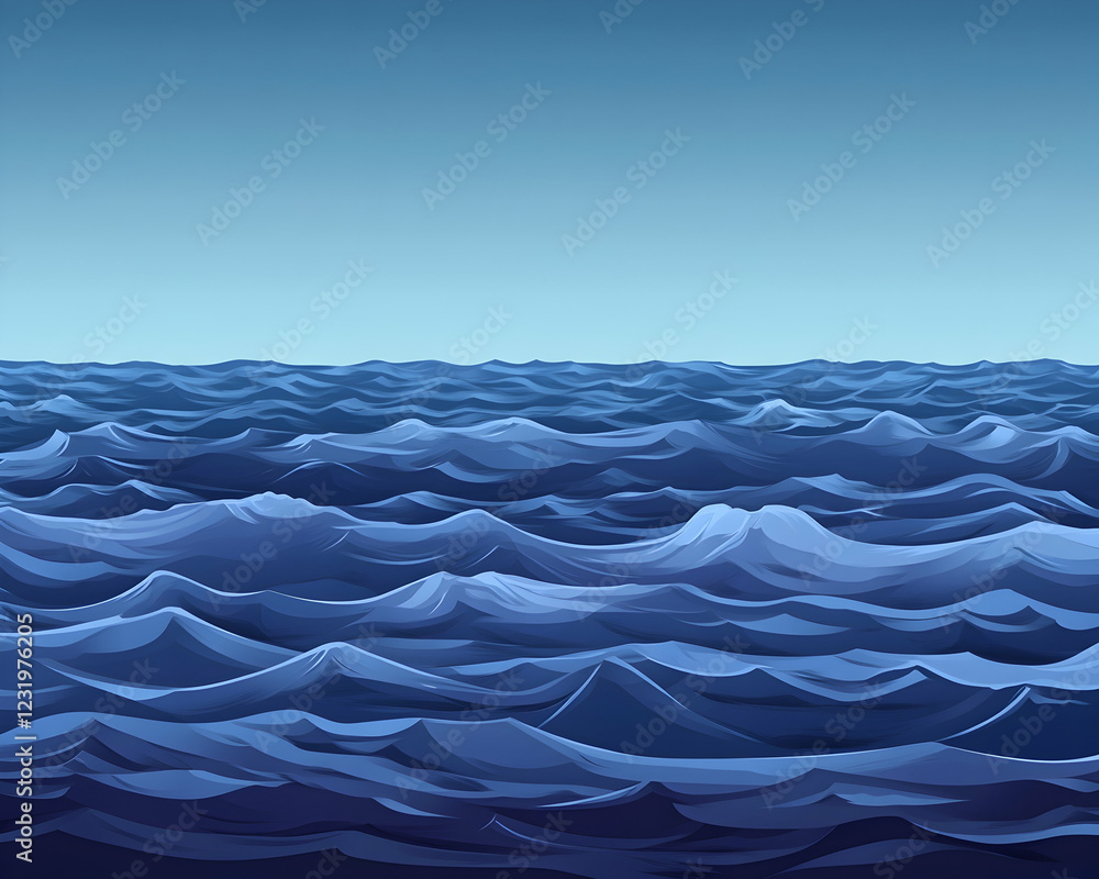 Calm ocean waves under a clear sky; perfect for travel or nature websites Calm ocean waves under a clear sky; perfect for travel or nature websites