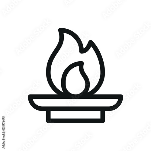 Fire bowl line icon, fire pit vector symbol with editable stroke