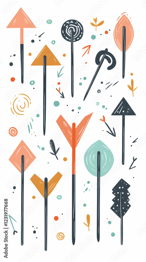 Colorful arrows pointing upwards on white background; design element for presentations Colorful arrows pointing upwards on white background; design element for presentations