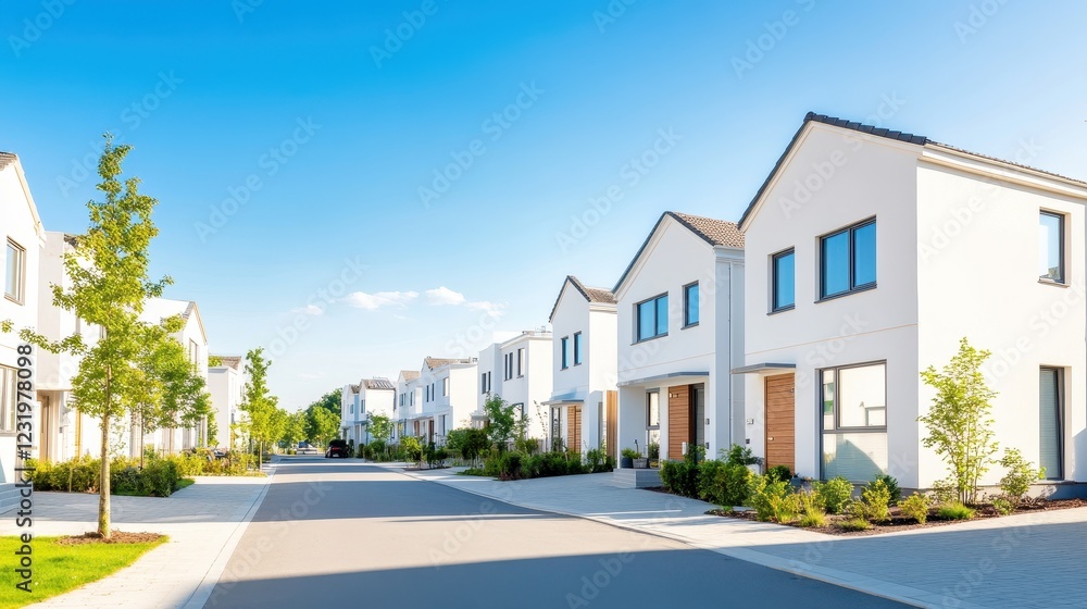 Modern British townhouse architecture in a peaceful suburban setting Modern British townhouse architecture in a peaceful suburban setting