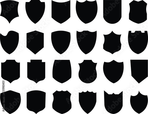 
Shield icons set. shield vector silhouettes, badges design set. Protect shield vector.security shields logotypes with check mark  
