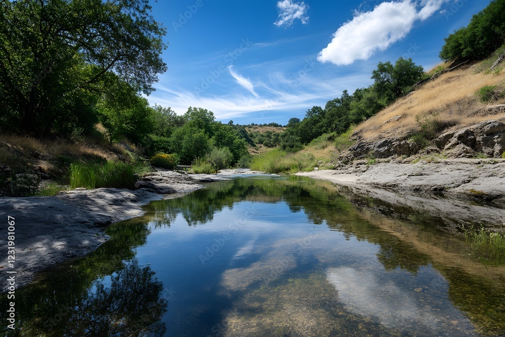 river in the mountains , Generative AI	