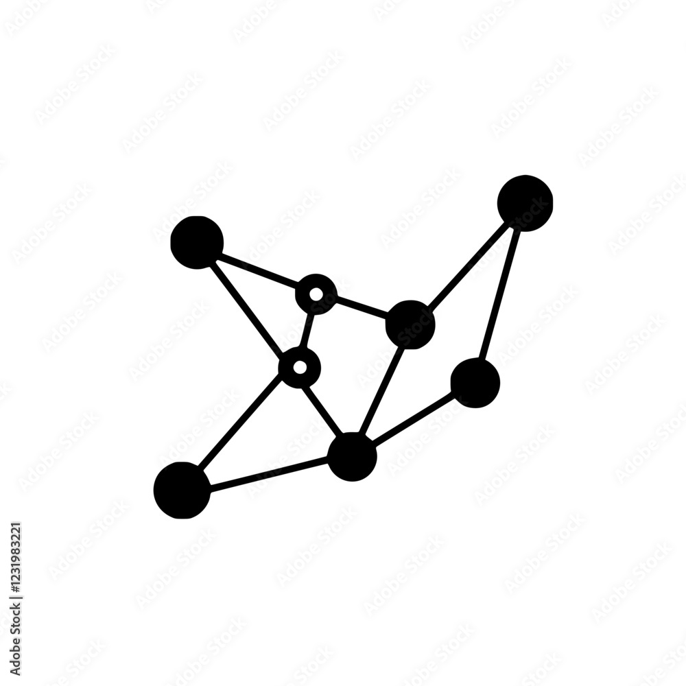 Abstract representation of interconnected nodes on a white background illustrating network structure and relationships Abstract representation of interconnected nodes on a white background illustrating network structure and relationships