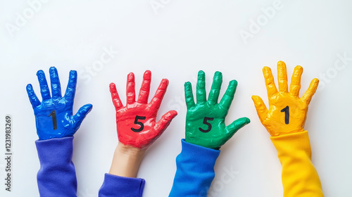 3d render, count fingers, set of hands counting from one to five. Communication, number gestures concept, One, two, three, four, five isolated Illustration on white background in. 3D Illustration