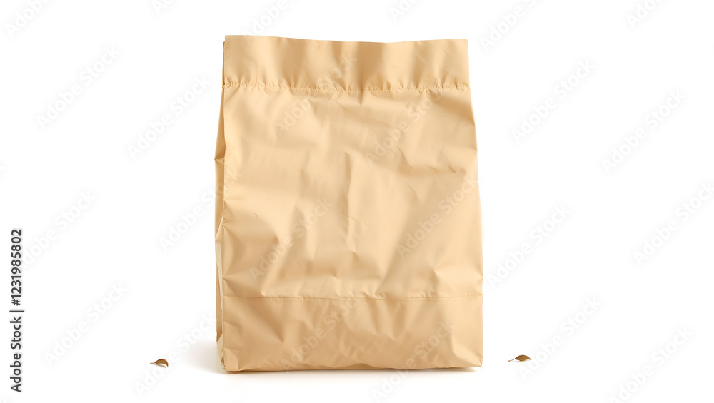 A simple brown paper bag isolated on white, perfect for eco-friendly or grocery-related designs. Generative AI A simple brown paper bag isolated on white, perfect for eco-friendly or grocery-related designs. Generative AI