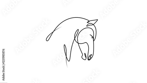 Animated One continuous line drawing of a horse face. Minimal pet animals line art animation full-length video clip. The pet animals have linear motion graphics.
