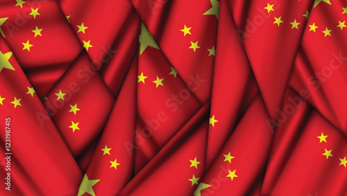 Set of CHINA Flags Stacked on Top of Each Other