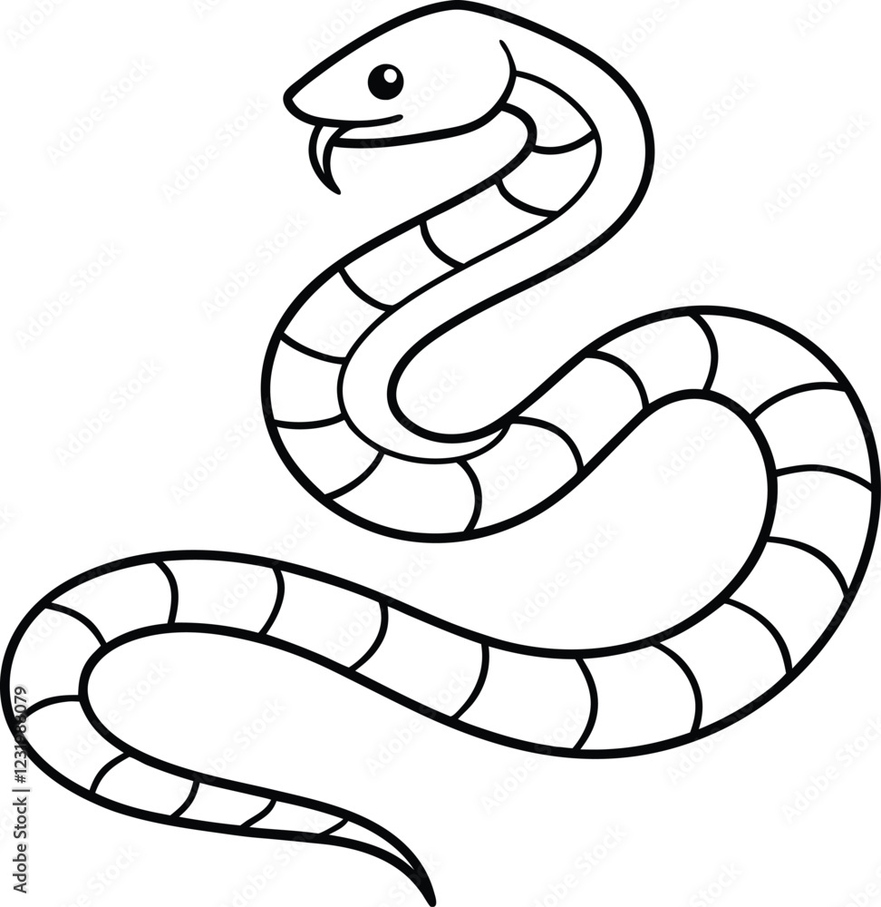 Fototapeta premium Coloring page with Rattlesnake line art vector set illustration