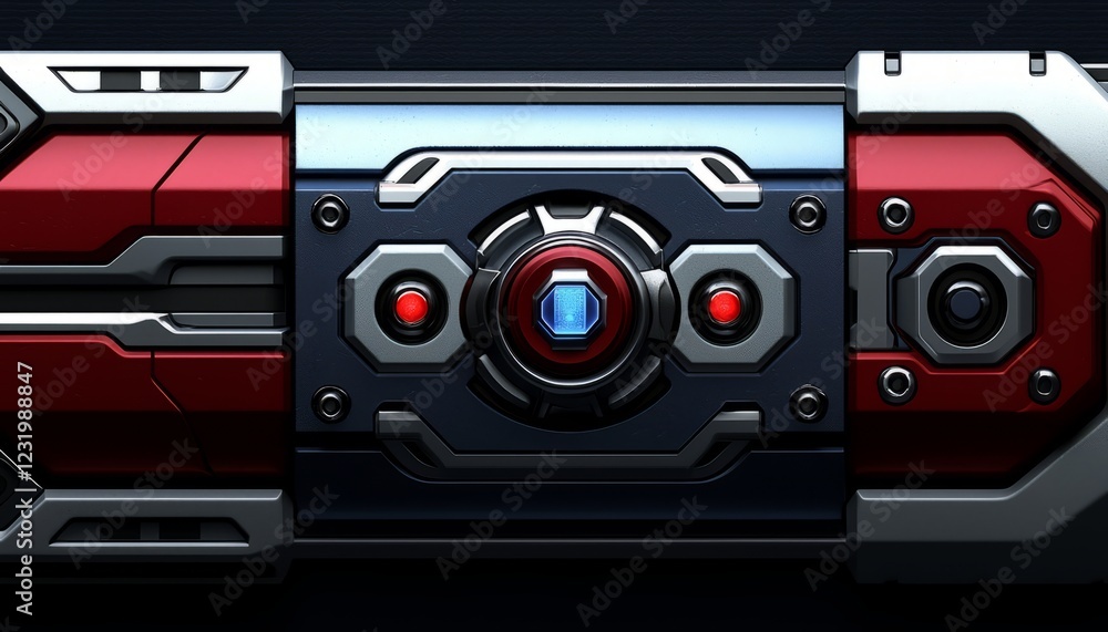 Fototapeta premium Futuristic Red And Blue Control Panel Device