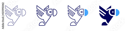 Birds flying icon in 4 different styles. Thin Line, Line, Bold, and Bold Line. Duotone style. Editable stroke