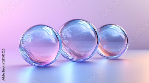 Abstract blue shapes, iridescent design, 3d render, Generative AI
