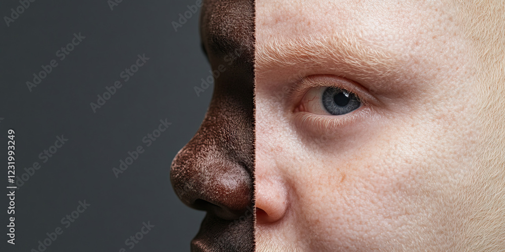 Obraz premium Profile of a Face with Bi-chromatic Skin Tones