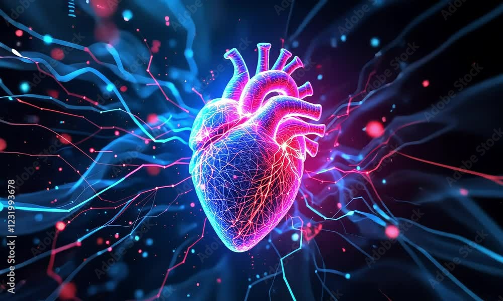 Futuristic Glowing Human Heart with Digital Energy Pulses – 3D Medical ...