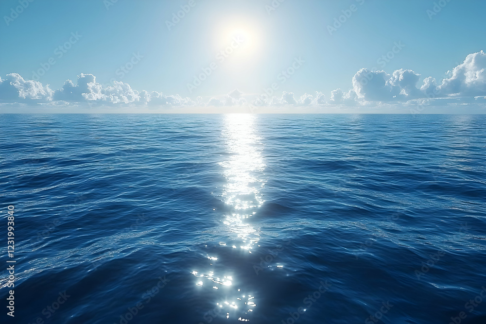 Fototapeta premium Bright Sunny Day over Calm Blue Ocean