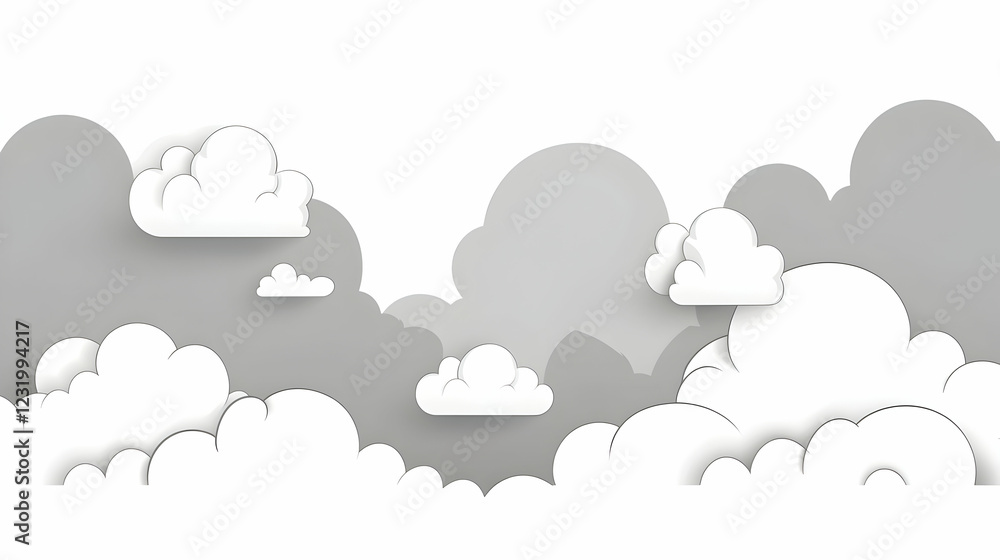 Paper cloudscape; serene sky; design background; ideal for children's book illustrations Paper cloudscape; serene sky; design background; ideal for children's book illustrations