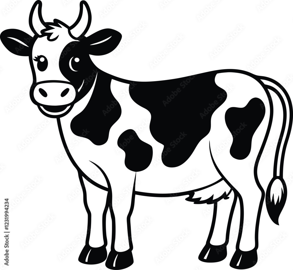 Fototapeta premium Coloring pages animals cute Cow silhouette illustration