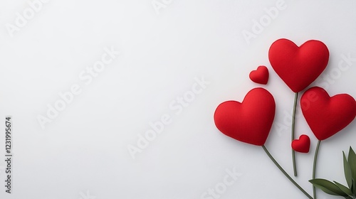 Romantic Red Hearts Arrangement On White Background For Valentine's Day