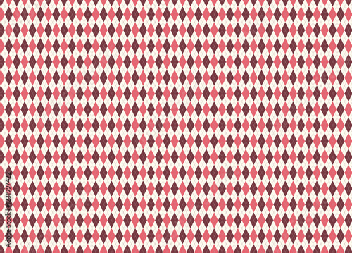 チェック柄のシンプルでシームレスなパターン背景 アーガイル柄 ピンク/ブラウン