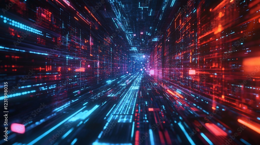 Digital data stream tunnel, futuristic technology, fast speed, abstract background, for tech website Digital data stream tunnel, futuristic technology, fast speed, abstract background, for tech website
