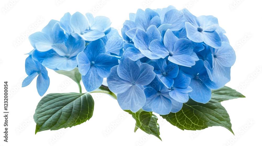 Fototapeta premium A blooming blue hydrangea with large rounded cluster isolated on a transparent background
