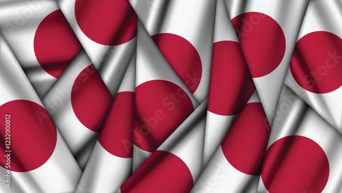 Set of JAPAN Flags Stacked on Top of Each Other