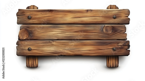 Fototapeta Naklejka Na Ścianę i Meble -  3d wood sign board. Saloon plank frame vector. Vintage wooden nail signboard isolated with realistic texture. Blank rustic nameplate or menu pane set. Empty timber placard illustration design