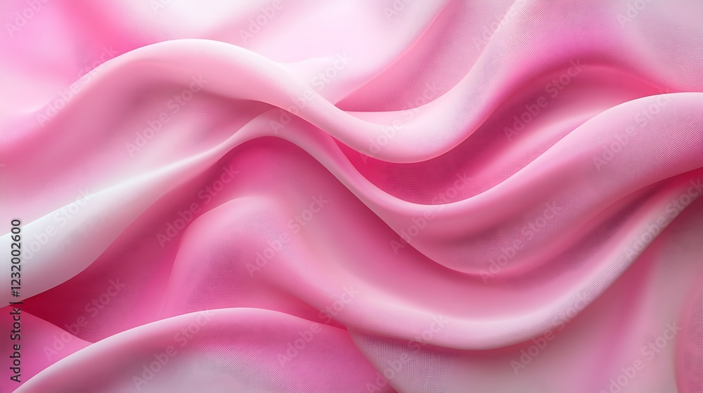 Obraz premium Pink silk fabric texture, soft waves, elegant drape, background for design
