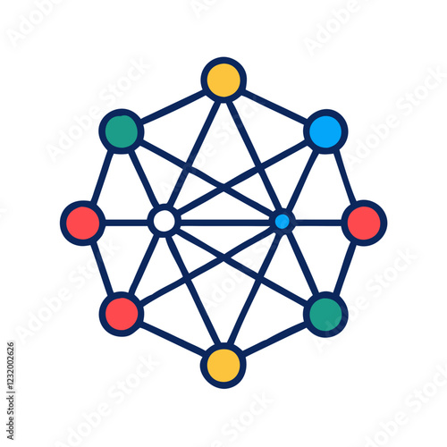 Neural Networks Icon Vector Logo for Smart Technology and Data Processing