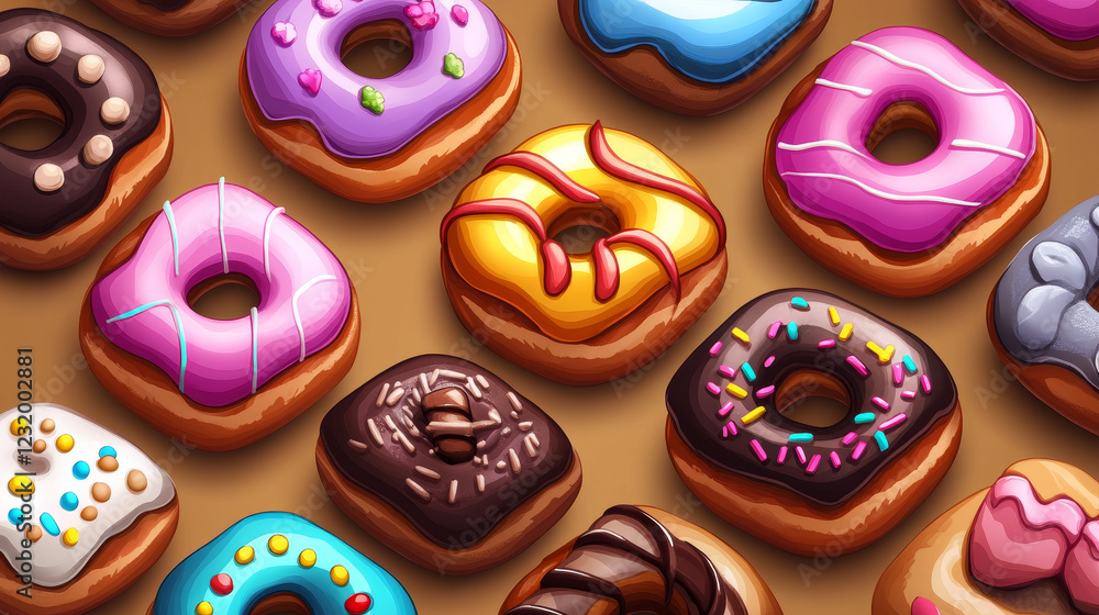 Isolated donut food game icon vector cartoon illustration. Fantasy sweet cake item set design with cream and glossy icing. Assorted bakery png asset collection for menu design. Variety of yummy snack. Isolated donut food game icon vector cartoon illustration. Fantasy sweet cake item set design with cream and glossy icing. Assorted bakery png asset collection for menu design. Variety of yummy snack.