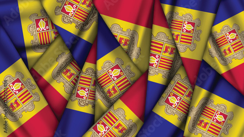 Set of ANDORRA Flags Stacked on Top of Each Other