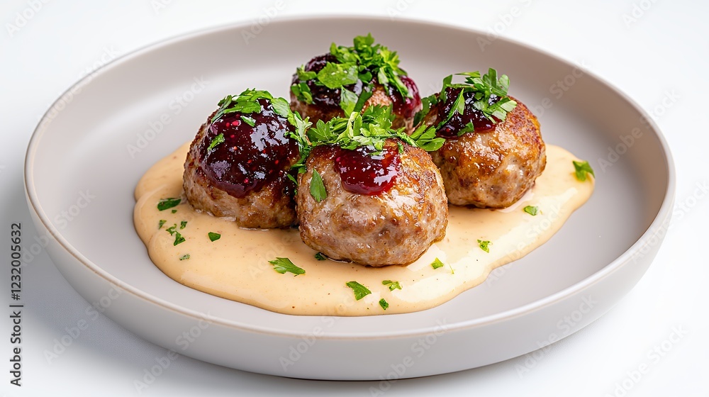 Savory Meatballs with Creamy Sauce and Berry Compote Savory Meatballs with Creamy Sauce and Berry Compote