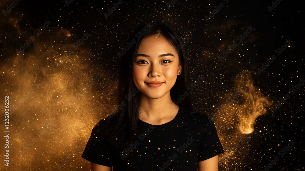 Set of yellow dust clouds isolated on black background. Magic fairy or flower pollen sparkling. Golden mist or smoke flying in air, creating Christmas mystery atmosphere. Realistic vector illustration Set of yellow dust clouds isolated on black background. Magic fairy or flower pollen sparkling. Golden mist or smoke flying in air, creating Christmas mystery atmosphere. Realistic vector illustration