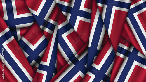 Set of NORWAY Flags Stacked on Top of Each Other