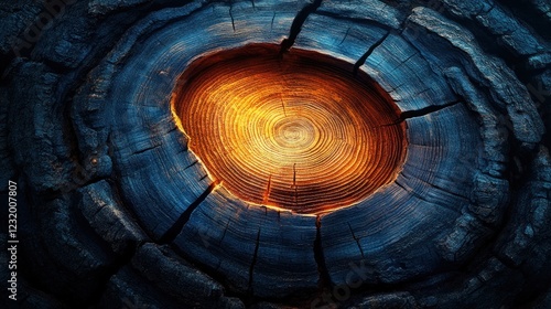 Wallpaper Mural Glowing Tree Stump Cross-Section. Torontodigital.ca